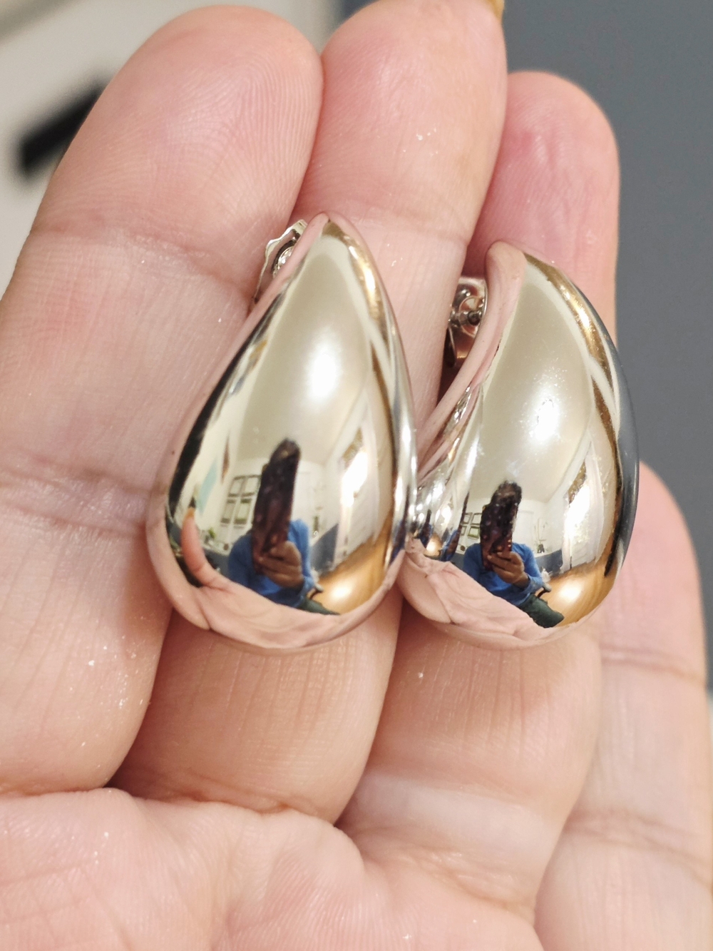 White Plated Teardrop Clip-On Earrings - Silver Tone